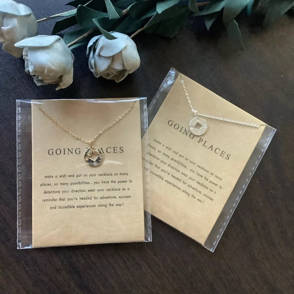 NEW‎ Gold Compass Charm Necklace